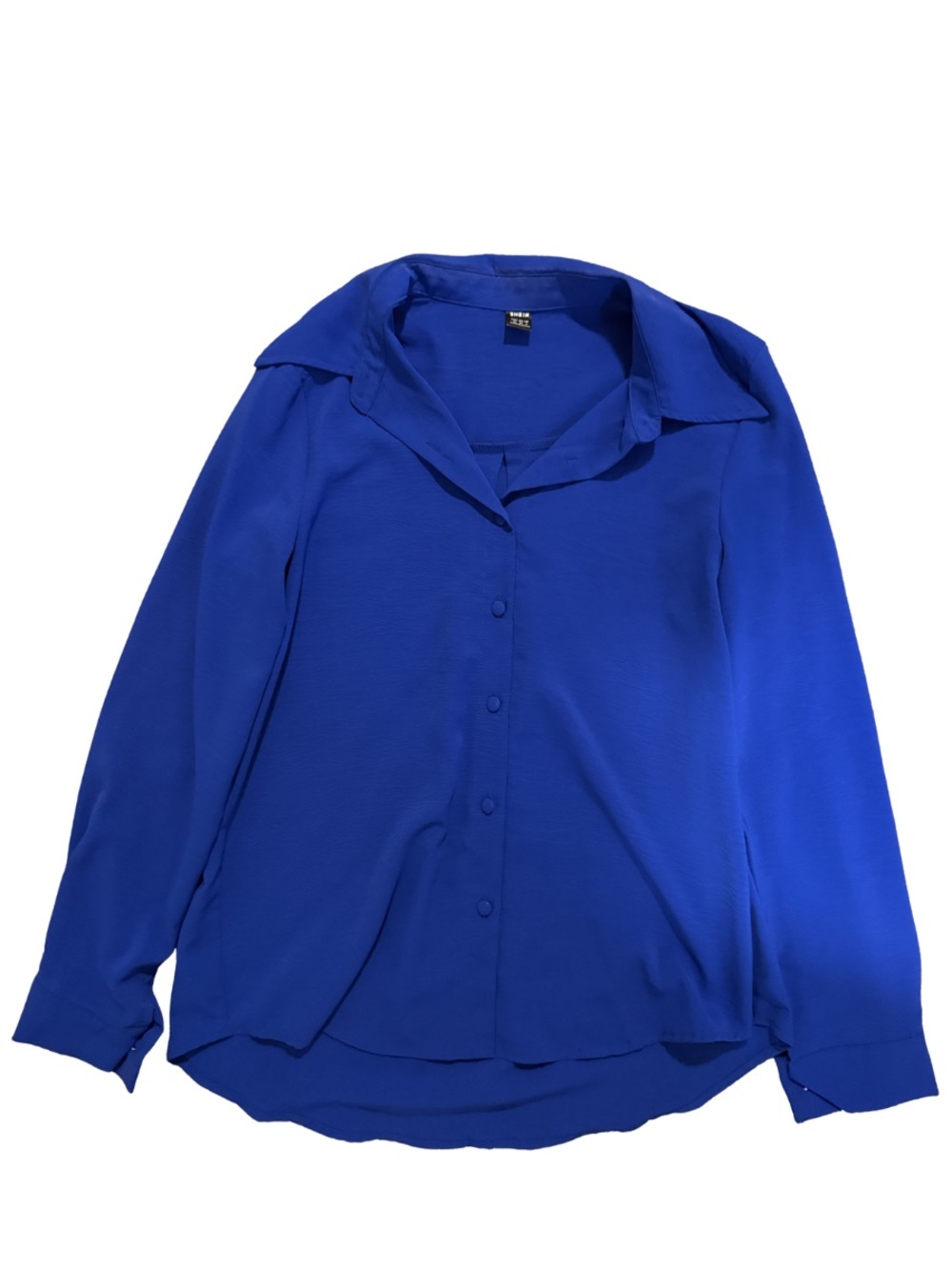 Women’s Long-Sleeve Button Front Blouse - Royal Blue
